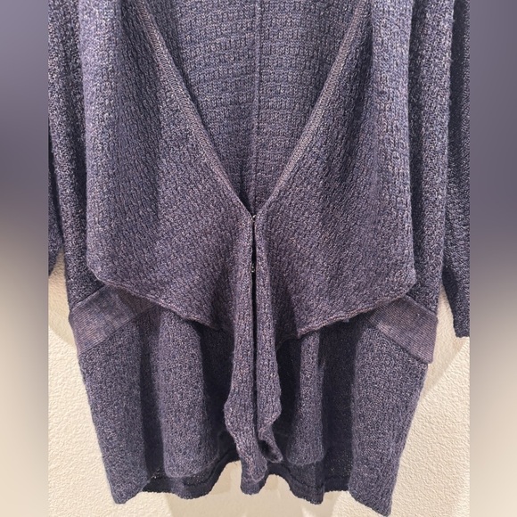 Classiques Entier Silk Wool Linen Blend Purple Knit Open Front Cardigan Size XL - Picture 5 of 14